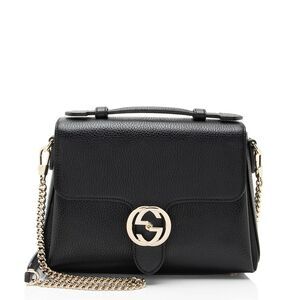 Gucci Leather Interlocking G Small Top Handle